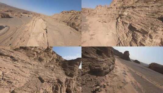 新疆穿越记航拍雅丹地貌 戈壁 沙漠 风景高清在线视频素材下载