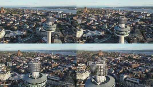 4K航拍英国英格兰利物浦市区高清在线视频素材下载