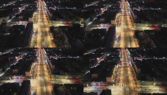 航拍最冷城市根河冬季灯光夜景高清在线视频素材下载