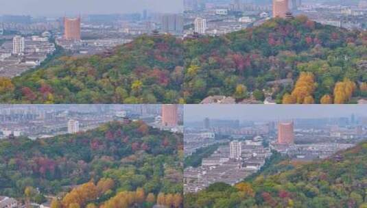 浙江绍兴越城区府山公园航拍城市风景大自然高清在线视频素材下载