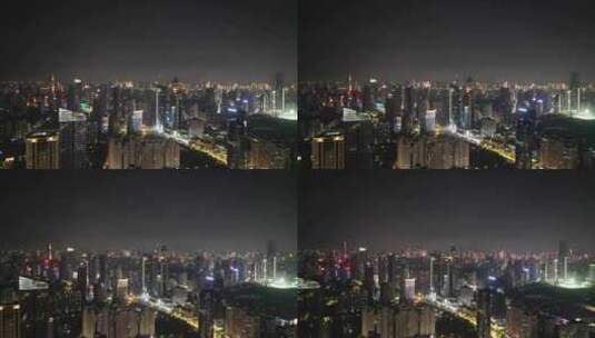 武汉夜景武汉西北湖CBD夜景航拍高清在线视频素材下载