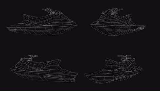 低多边形3D Jetski线框图高清在线视频素材下载