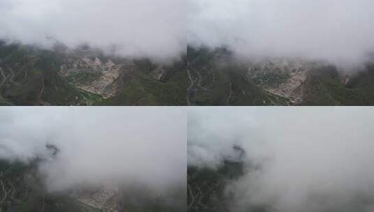 航拍大青山 穿云 草原 大山 高原 草原高清在线视频素材下载