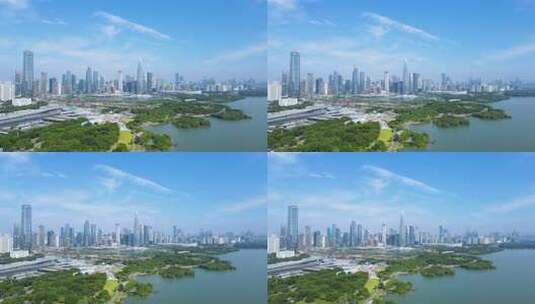 深圳南山深圳湾公园航拍高清在线视频素材下载