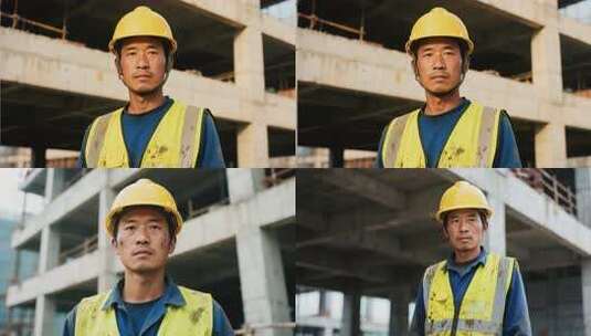 建筑工地工人特写高清在线视频素材下载