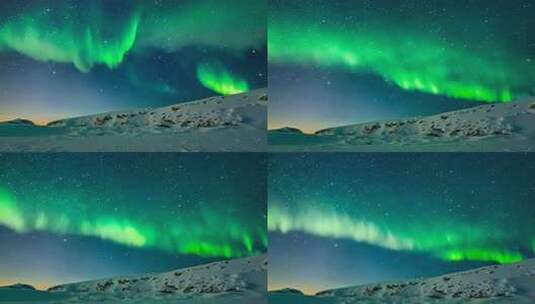 雪山夜空下的极光美景高清在线视频素材下载