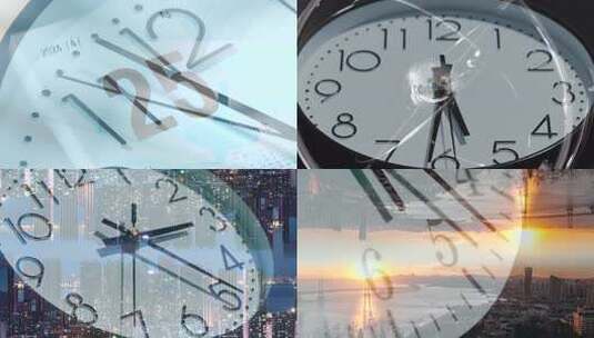 时间流逝城市时钟指针转动意向空镜合集高清在线视频素材下载