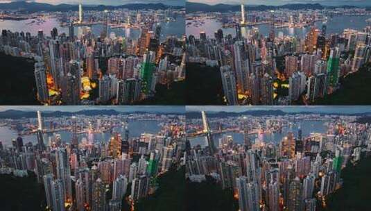 香港维多利亚港夜景航拍高清在线视频素材下载