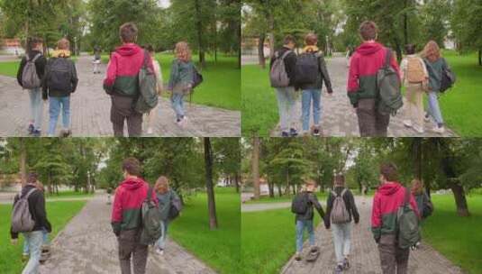 校园里散步的年轻学生高清在线视频素材下载