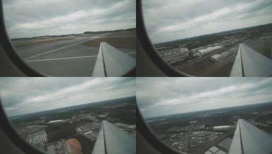 飞机起飞的窗外风景 高清在线视频素材下载