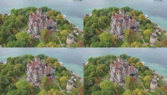 航拍海边城堡景观高清在线视频素材下载