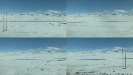 中国西藏火车上的雪山山脉景观风光4K高清在线视频素材下载