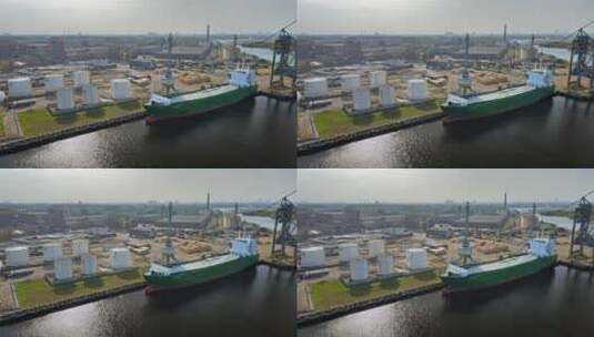 港口货船航拍高清在线视频素材下载