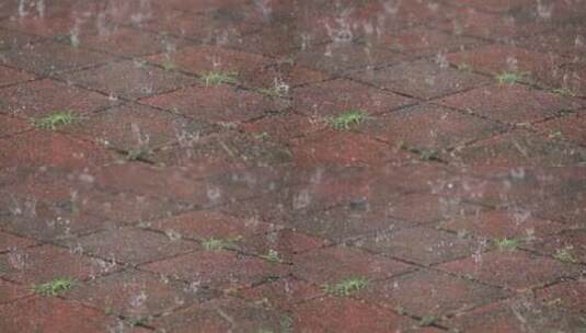 大雨落在城市地砖上高清在线视频素材下载