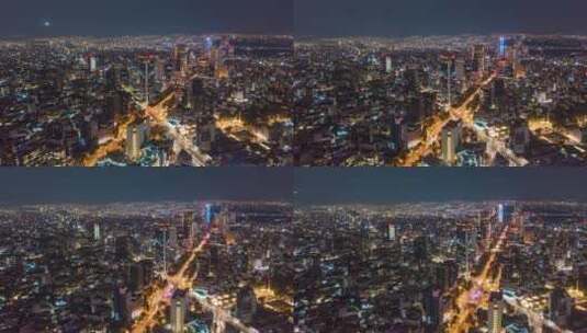 航拍城市上空夜景延时高清在线视频素材下载