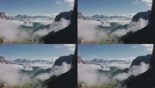 航拍云雾缭绕的山川高清在线视频素材下载