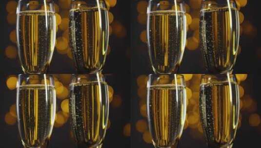 新年圣诞灯前的香槟高清在线视频素材下载