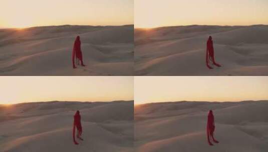 沙漠里穿长袍的女性高清在线视频素材下载