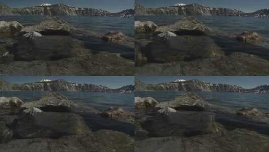 地势较拍摄的俄勒冈州火山口湖水线高清在线视频素材下载