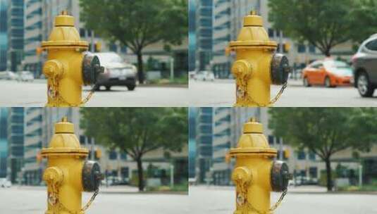 街道旁的黄色消防栓高清在线视频素材下载