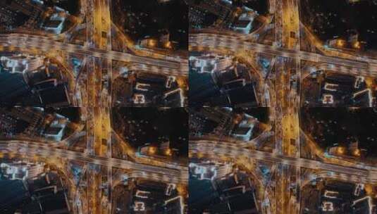 南北高架夜景航拍高清在线视频素材下载
