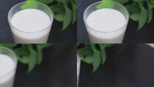 玻璃杯装一杯牛奶高清在线视频素材下载