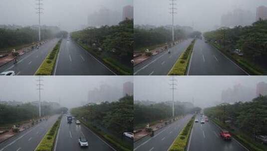 雨雾天气的高速公路高清在线视频素材下载