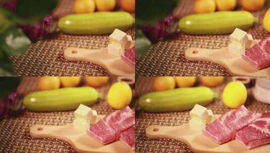 北豆腐配五花肉高清在线视频素材下载