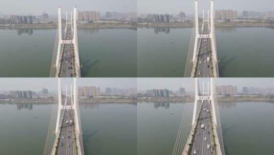 湖南湘潭湘江三桥航拍高清在线视频素材下载