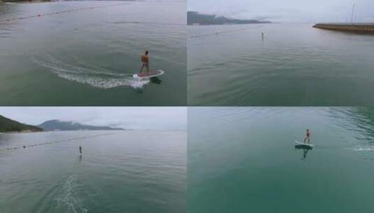 4k冲浪运动视频冲浪运动员深圳海湾冲浪高清在线视频素材下载