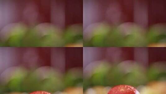 特写沾满露水的番茄西红柿高清在线视频素材下载