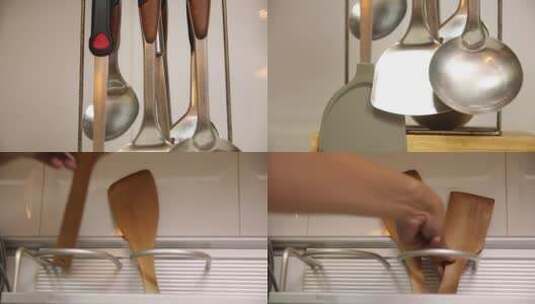 【镜头合集】厨房厨具铲子高清在线视频素材下载