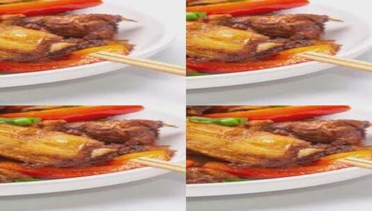 红烧排骨菜品美食4k视频滑轨平移高清在线视频素材下载