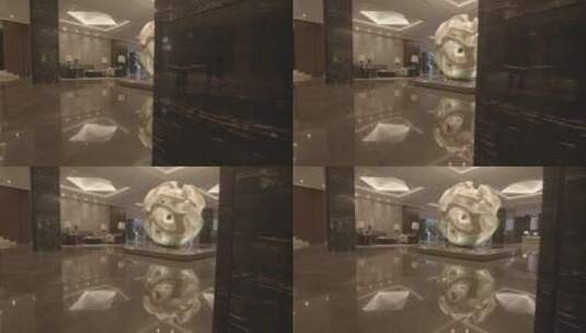 南京金陵饭店酒店前台艺术品实拍高清在线视频素材下载
