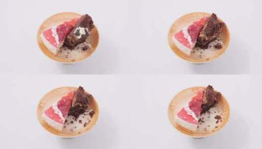 停止运动吃盘子里的蛋糕高清在线视频素材下载