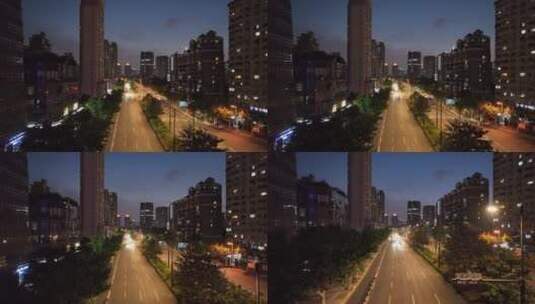 上海浦西徐家汇虹桥路夜景航拍空镜高清在线视频素材下载