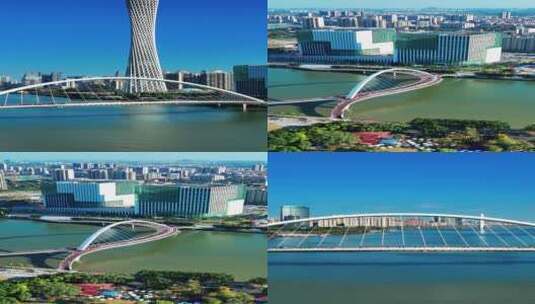 竖屏航拍广州海心桥高清在线视频素材下载