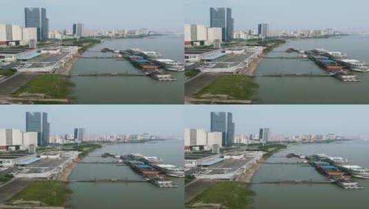 航拍湖北宜昌长江宜昌港码头高清在线视频素材下载
