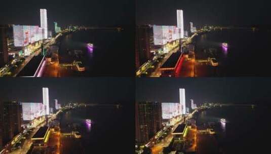 城市航拍湖北宜昌城市夜景交通高清在线视频素材下载