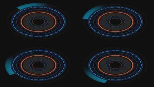 4K高科技HUD图形动画圆形组合科技元素高清在线视频素材下载