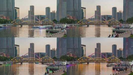 天津解放桥延时摄影高清在线视频素材下载
