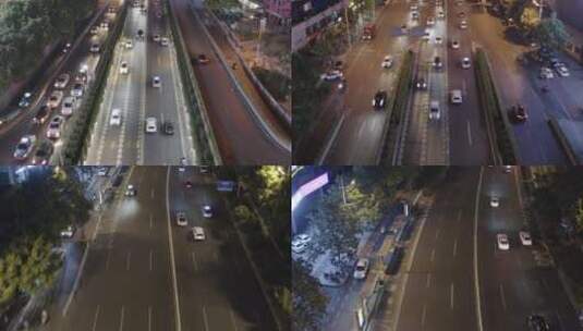 夜景 城市 航拍 都市 街道 车流高清在线视频素材下载