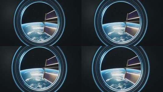 空间站舱体空间站窗户飞船看地球宇宙飞船高清在线视频素材下载