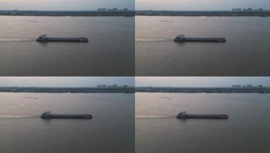 航拍长江货运大船水运交通高清在线视频素材下载