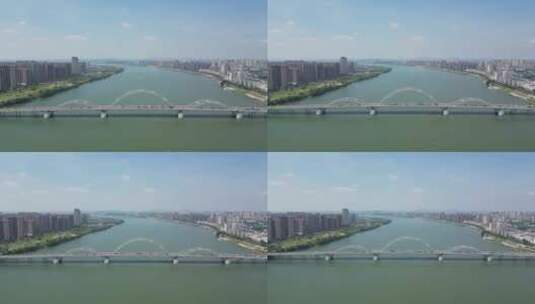 航拍江西吉安大桥交通高清在线视频素材下载
