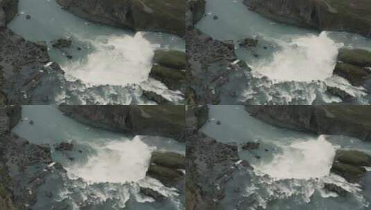 航拍瀑布的壮丽景观高清在线视频素材下载