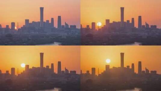 北京国贸中国尊后海公园鼓楼钟楼日出悬日高清在线视频素材下载