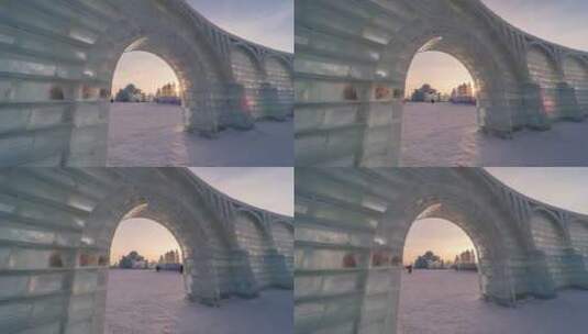 哈尔滨冰雪大世界4K延时摄影高清在线视频素材下载