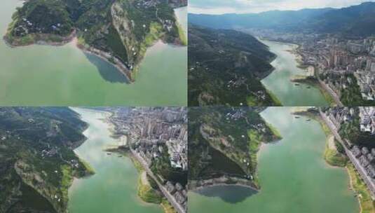 重庆奉节山水自然风光航拍高清在线视频素材下载