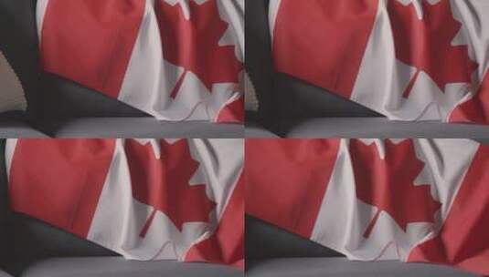 沙发上的加拿大国旗特写高清在线视频素材下载